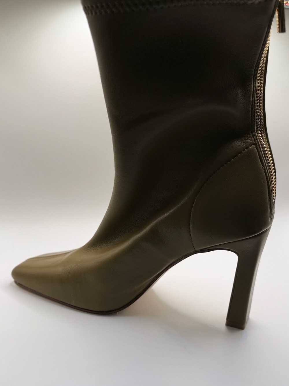 Steve Madden Olive Green Pointed Toe Mid-Calf Heeled Boot
